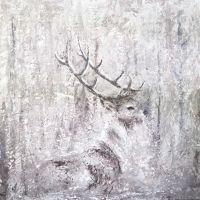 In the Midst IN 225 Deer painting, post impressionism