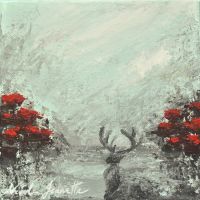 Thirst-as-a-deer-series-IN293-Small-deer-painting-red-trees